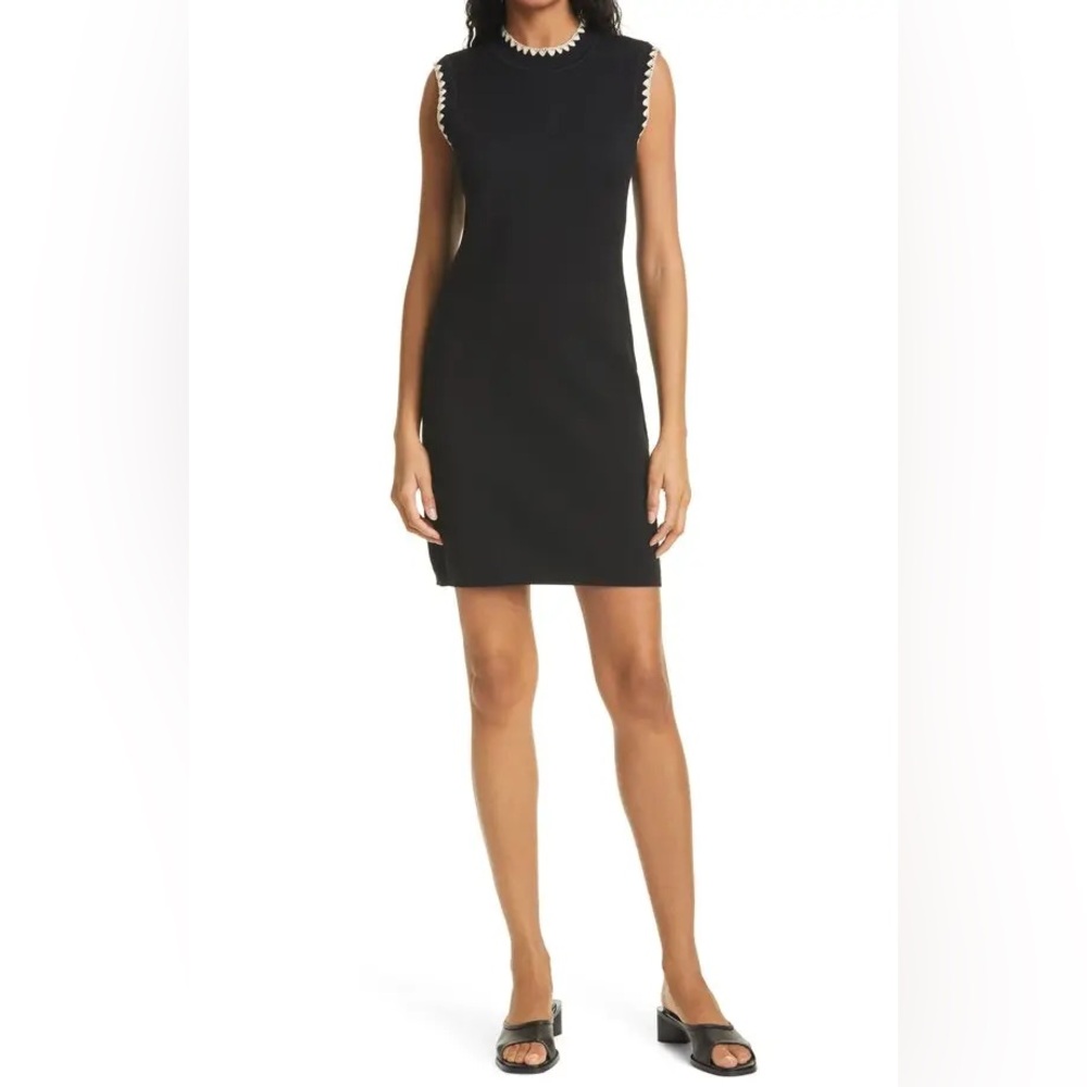 Rebecca Taylor Whipstitch Sleeveless Sweater Dress Black XS NWOT